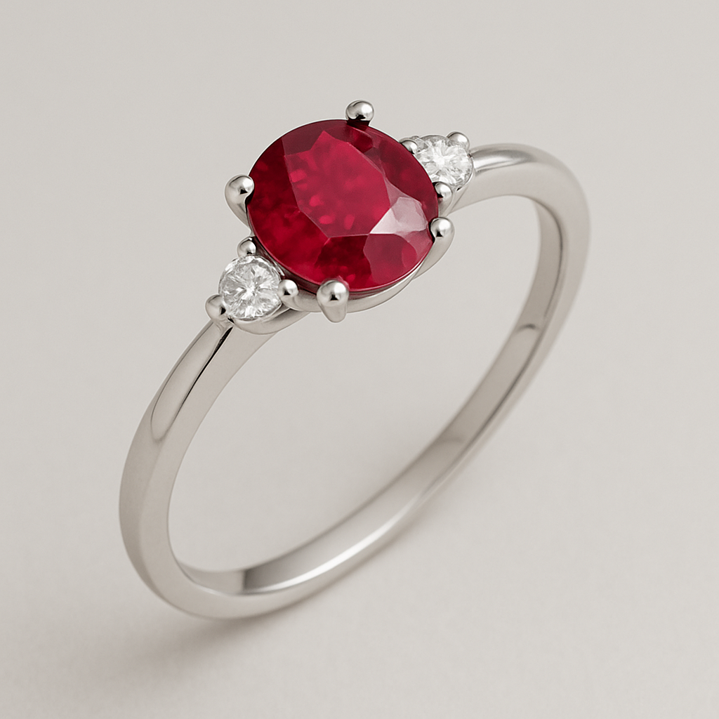Ruby & Diamond Oval Halo Ring