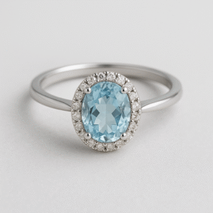 Sky Blue Aquamarine Diamond Ring