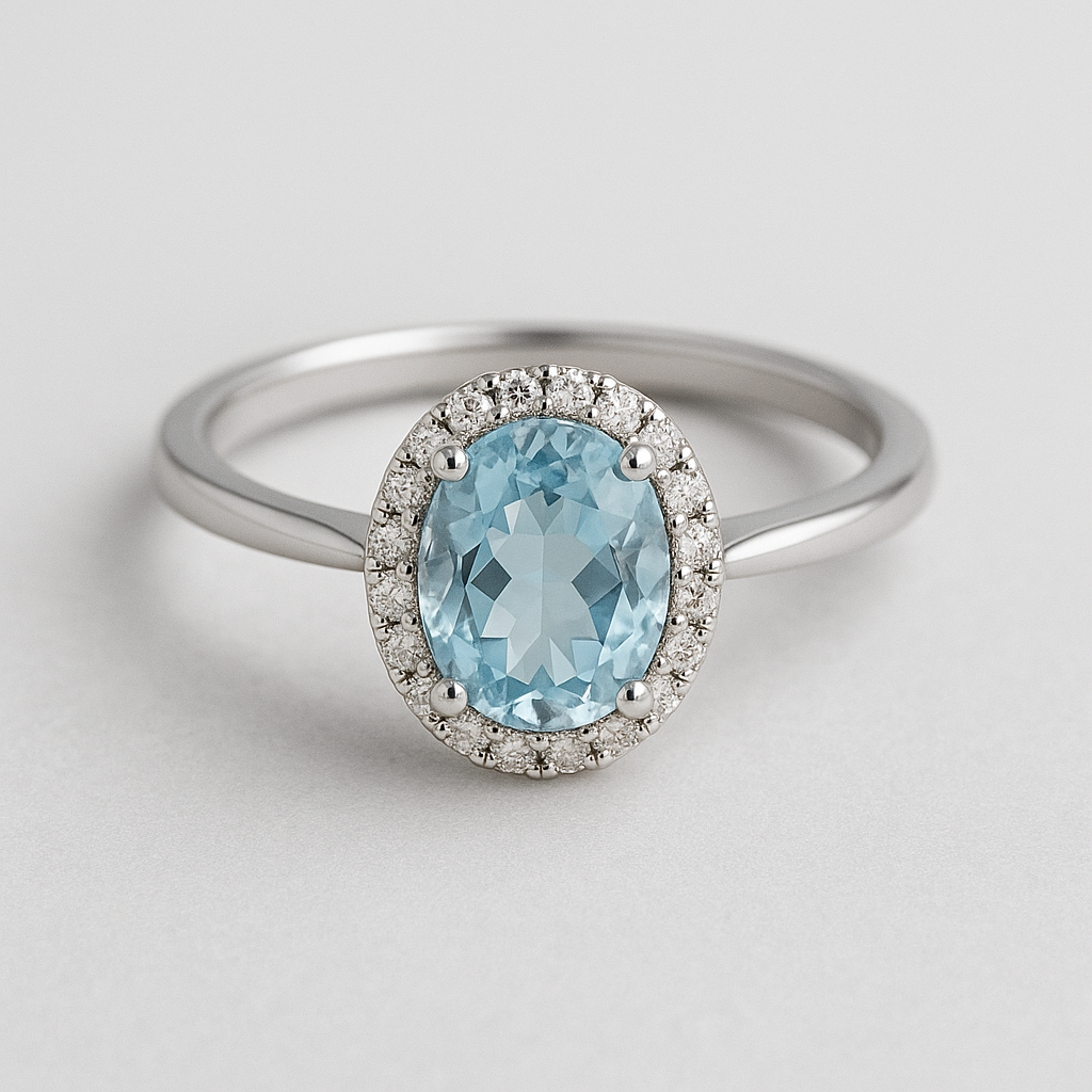 Sky Blue Aquamarine Diamond Ring